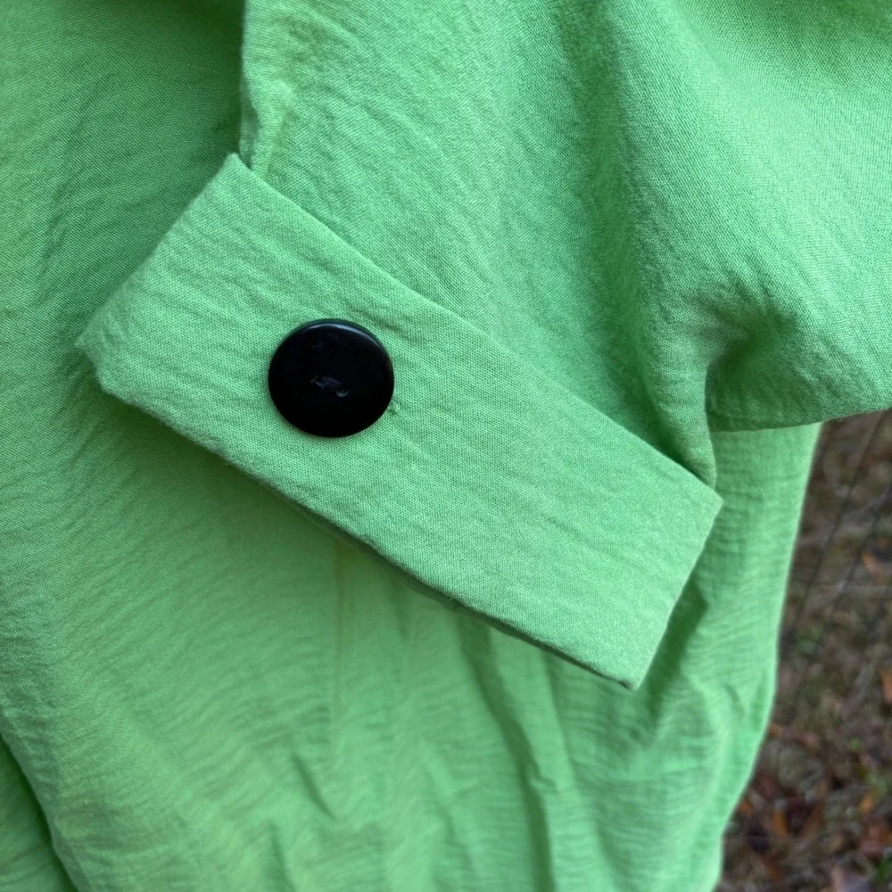 Ali Miles Womens Large Tunic Lime Green Cowl Neck 3/4 Sleeve Relaxed Fit Casual - Picture 4 of 7